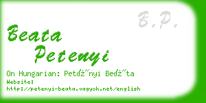 beata petenyi business card